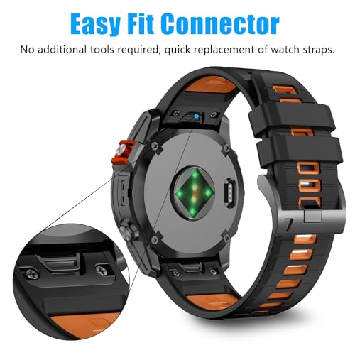 Image of 22mm Compatible with Garmin Fenix E /8 /8pro AMOLED 47mm /Fenix 7 /7 Pro /6 /6 Pro /5 /5 Plus Watch Band,Soft Quickfit Silicone Straps for Forerunner 970 965 955 /Approach S70 47mm /tactix 8 /quatix 7 8 47mm
