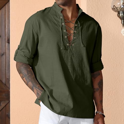Image of CTU Men's Cotton Shirt Pirate Shirt Medieval Viking Renaissance Costume