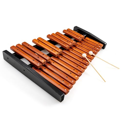 GLACER 25-Note Xylophone Hardwood, Xylophone with Solid Wood Base & Mallets, Portable Musical Instrument for Kids/Adults, Music Education, Therapy, and Band Practice, Includes Carrying Bag