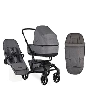Easywalker Jimmey Set bestaande uit kinderwagen met zitting, badkuip, voetenzak en regenbescherming voor badkuip – Iris Grey
