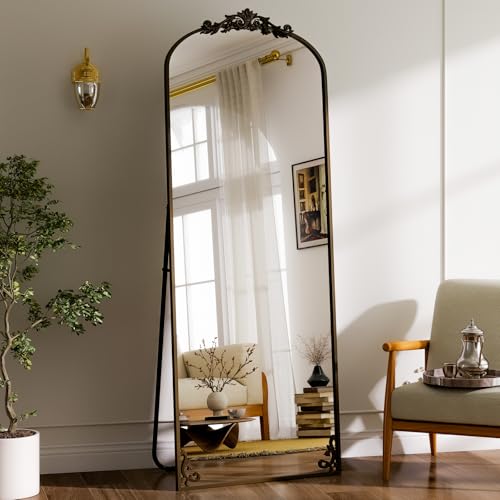 GLSLAND Arched Full Length Mirror 56x21 Vintage Carved Floor Mirror