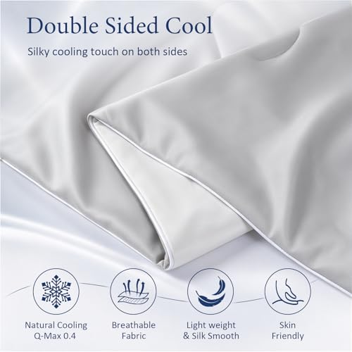 Image of Cooling Comforter for Hot Sleepers, Queen 90x90, Silver Gray | Cooling blanket feel, Q-Max >0.4 cool touch, double-sided cooling, Sorona fill, for night sweats, lightweight & breathable