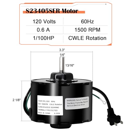 Image of Hiorucet JA2C028G Bathroom Exhaust Fan Motor Replacement for Broan Nutone S23405SER, 23405SER, JA2C028-1, 23405, JA2C0208-1, AA2C303F, 8662, 8833, 8661, 8662N, 8662NL, 8672N, 3.3 inch Diameter Motor.