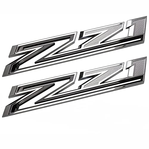 Paquete de 2 emblemas OEM Z71 2019-2021 compatibles con piezas originales de Silverado 84632695 (cromo negro)