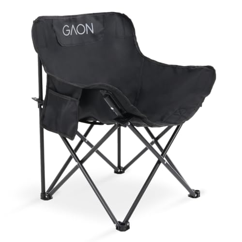 La mejor selección de Silla Chairman - los preferidos. 46 GAON. Silla Plegable para Camping Pesca Playa y Exteriores de Lona Impermebale Ligera- Silla para Exterior Ergonomica con Estructura de Acero y Funda Transportadora (Negro)