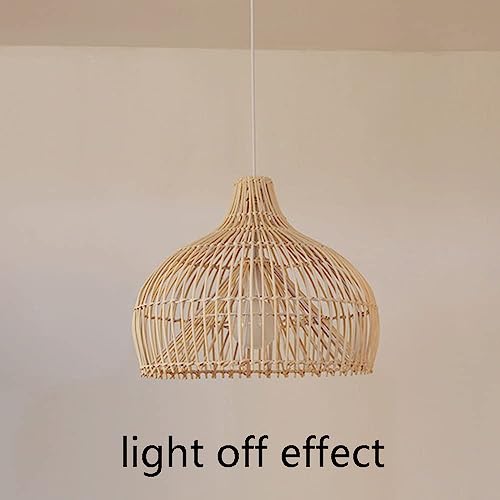 Lustre en rotin double 45cm suspension rustique pour restaurant