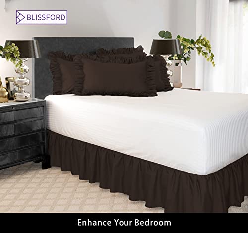 Shopbedding Ruffled Bed Skirt (Queen, Brown) 14 Inch Drop Dust Ruffle With Platform, Poly/Cotton Fabric, Available In All Bed Sizes And 16 Colors - Blissford #TOP1