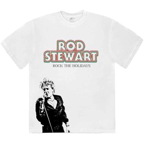 T-shirt Rod Stewart Rock the Holidays blanc taille XL vêtement musique