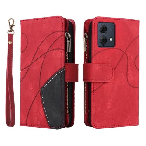 Étui Portefeuille Magnétique Moto Edge 50 Ultra 5G en Cuir Rouge Chic