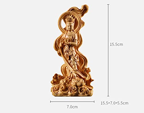Estatua Buddha Guan Yin de Madera Tallada a Mano miniatura 2
