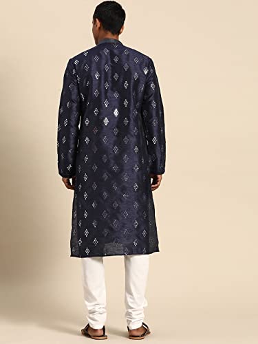 Image of Rajubhai Hargovindas Men's Jacquard Work Kurta Set