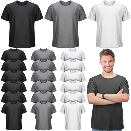 24 Pack Men's Cotton Homeless T-Shirt Gift Bulk Supply Basic Crew Neck Short Sleeve Tees Regular Lightweight T-Shirt4
