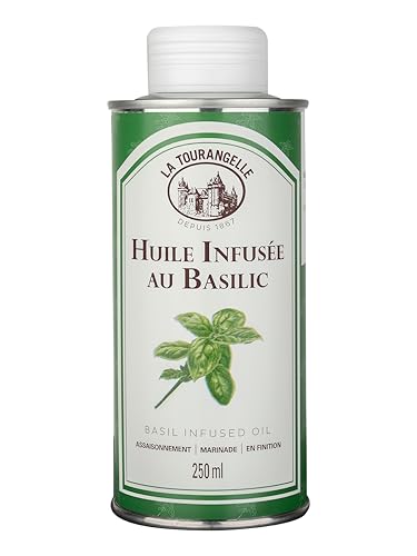 La Tourangelle - Huile infusée au Basilic - Huile naturellement infusée - Goût frais de basilic - Sans arômes ajoutés - 250ml