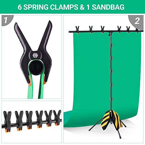 Coliflor T-Shape Portable Backdrop Stand – 8X5.3Ft Adjustable Photo Background Stand Kit, Sturdy Small Back Drop Holder With 6 Spring Clamps, Sandbag, Carry Bag For Party, Photography And Video Studio #TOP5