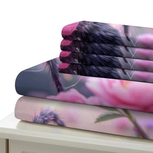 Housse de couette super douce cœur d'araignée rose microfibre 140x200