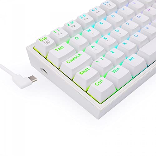 Teclado Mecânico Gamer Compacto Redragon Fizz Lunar White RGB Switch Azul K617-RGB-W