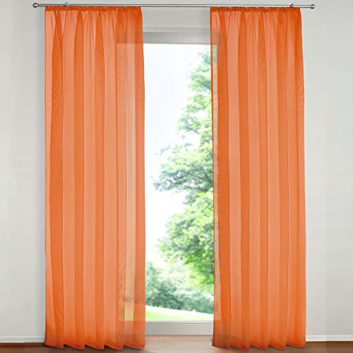SIMPVALE Lot de 2 Rideaux Transparents – Élégants Rideaux en Voile de Couleur Unie avec Crochets de Rail – pour Chambre à Coucher, Salon, Balcon,...