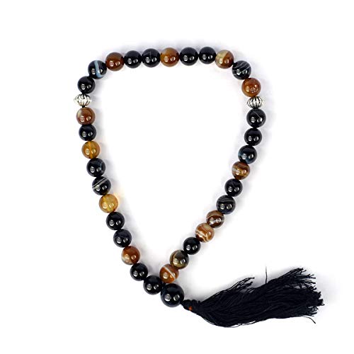 Image of Reiki Crystal Products Natural Certified Crystal Stone Sulemani Hakik Tasbeeh for Muslim Prayer 33 Beads (Color : Multi)
