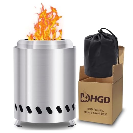 HGD Tabletop Fire Pit, Smokeless Firepit Outdoor, Mini Fire Pit for with Carry Bag for Camping Backyard Patio Garden Picnic, Silver
