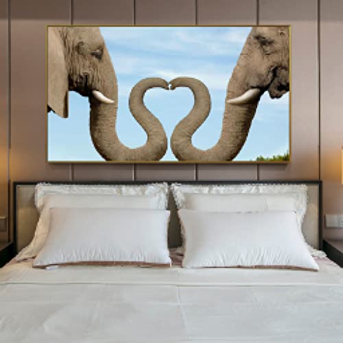 Peinture animaux modernes amour éléphant cœur pour grand salon familial