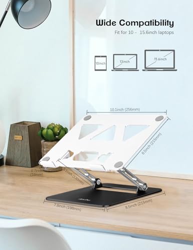 Image of Aoviho Adjustable Laptop Stand for Desk,Portable Laptop Stand Holder and Riser,Foldable Aluminum Notebook Computer Stands for MacBook Air Pro HP Lenovo Dell Samsung, 10-15.6 inch (Silver-Gray-Black)