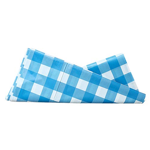 Image of BRICHBROW 3Pcs Blue and White Plastic Checkered Flag Tablecloths