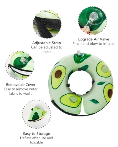 Image of MIDOG Inflatable Dog Cone Alternative for After Surgery - Soft Protective Donut Collar Prevents Licking, Comfortable Recovery E-Collar Alternative for Small Medium Large Dogs (Avocado,L)