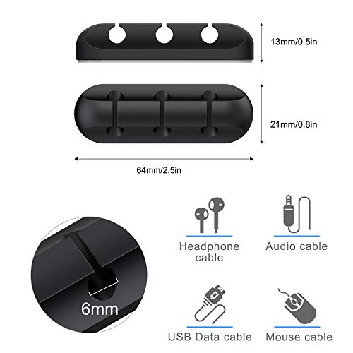 Image of SOULWIT Cable Holder Clips, 3-Pack Cable Management Cord Organizer Clips Silicone Self Adhesive for Desktop USB Charging Cable Nightstand Power Cord Mouse Cable Wire PC Office Home