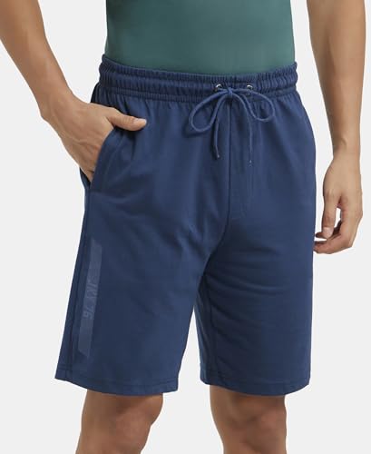 Image of Jockey AM12 Men's Super Combed Cotton Straight Fit Solid Shorts with Side Pockets