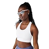Brooks Women's Luxe Pocket Bra, Supportive Sports Bra with Pocket for Training, Workouts & Running - White - S