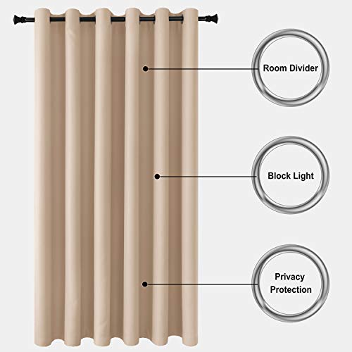 Dwcn Total Privacy Room Divider Blackout Curtain - Thermal Curtains For Patio Door, Living Room, Bedroom Partition And Shared Office Space, 1 Grommet Curtain Panel, 8.3Ft Wide X 7Ft Tall, Beige #TOP3