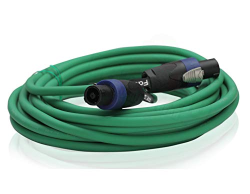 Speakon To Speakon Cables (2 Pack) By Fat Toad | 25Ft Professional Dj Pro Audio Green Speaker Pa Cord With Twist Lock Connector | 12 Awg Wire For Impeccable Studio Recording & Stage Performance Gear #TOP3
