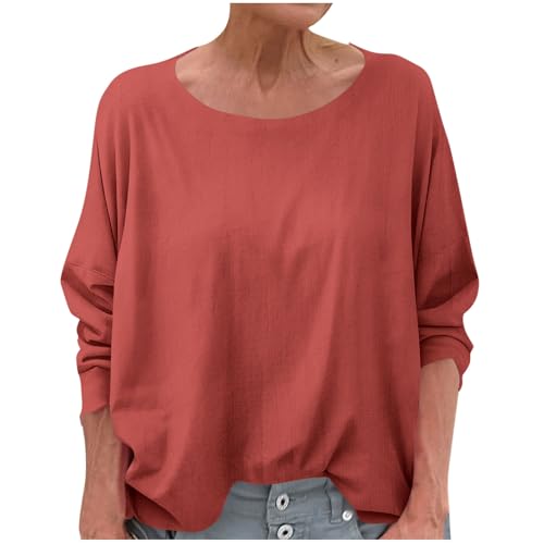 Classic Top for Women Long Sleeve Dropped Shoulder Sweatshirt Round Neck Casual Pullover Lightweight Summer Shirt