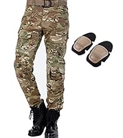 TACSIXTO Taktische Kampfhose mit Kniebatten, Ripstop Multi-Tasche Paintball Hose für Outdoor Wandern Jagd, Langlebige Ladung Arbeitshose (DE/NL/SE/PL, Alphanumerisch, S, Regular, Regular, Camo)