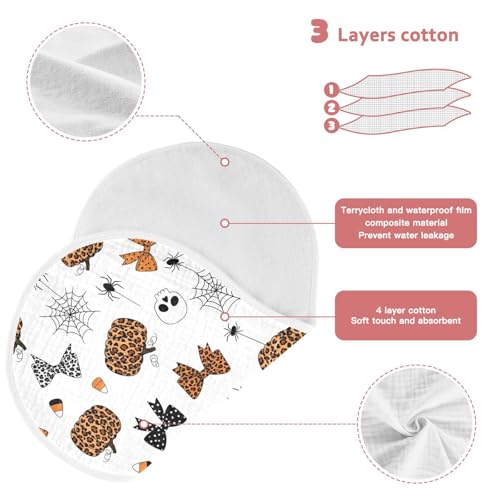 2 Pack Muslin Burp Cloths Halloween Skull Bow Cotton Baby Burp Cloths Extra Absorbent and Soft Burping Cloth for Newborn Must Haves, Large 22" x 11"3