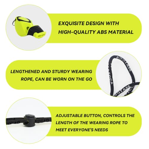 Image of Proberos Whistle for Sports Coach, Sports Whistles with Lanyard, High Pitch Whistle, Whistle for Coach, Football Coach, Boxing Referee, Gym Teacher, for Sports Competition(Green)