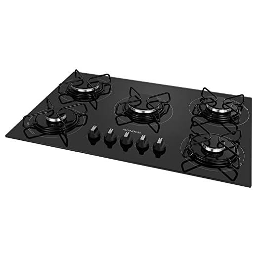 Cooktop a Gás, 5 Bocas, Mondial, Preto/Inox, Bivolt - CTG-02