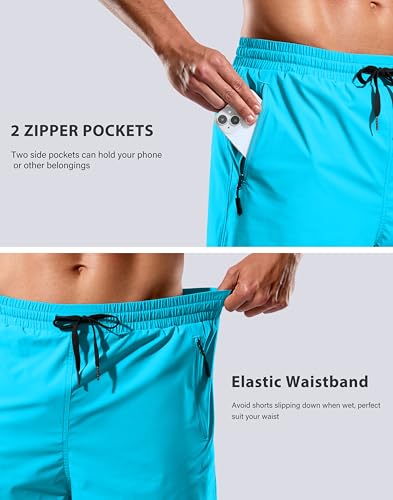 Image of G Gradual Mens Swim Trunks with Compression Liner 7 inch /9'' Quick Dry Board Shorts Swimsuit Bathing Suit for Men Zipper Pockets