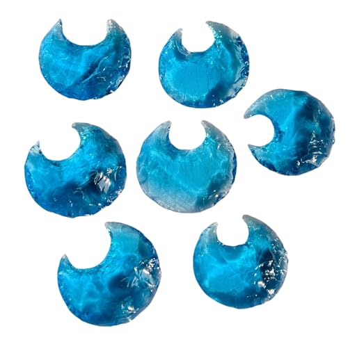 5 Pcs Aquamarine Crescent Moon, Aquamarine Carved Moon Aquamarine Crystal Moon for Wire wrap Aquamarine Carving Metaphysical Glass Crescent Moon Healing Crystal for Jewelry Making