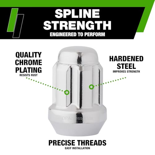 Image of DPAccessories Lug Nuts Compatible with 2017-2024 Tesla Model 3 | Chrome Spline Style | Aftermarket Aluminum Wheels Only | Set of 20 Wheel Nuts & 1 Tool | DTE30001A-CH /1