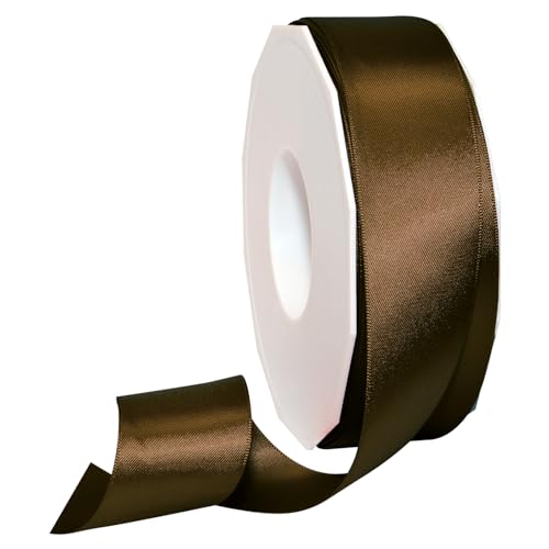 Image of Morex Ribbon Double Face Satin Ribbon, 1.5 inches by 50 Yards, Brown, Silk Ribbons for Gift Wrapping, Birthday Gifts, Satin Dress for Women, Crafts, Wedding