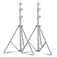 SUPON Stainless Steel Light Stand 110\" /2.8m, Spring Cushioned Heavy Duty Tripod Stand with 1/4-inch to 3/8-inch Universal Adapter for Studio Monolight Softbox Reflector Photography (2 * 2.8M)