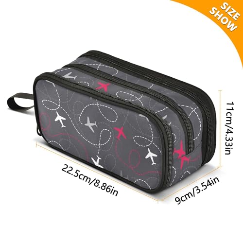 Image of Fisyme Travel Airplanes Pencil Case Large Capacity Pen Box Makeup Pouch Holder Organizer Stationery Bag for School Office College Traval Adults, A02B22026