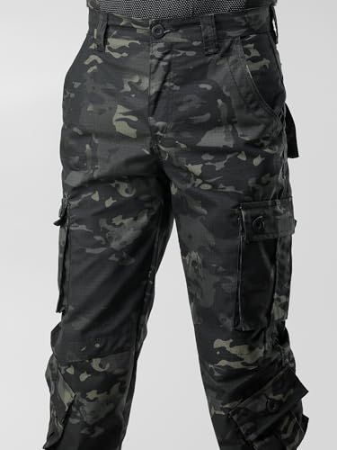 Men's Camo Cargo Work Pants Cotton Casual Tactical Ripstop Wild Outdoor Combat Trousers with 8 Pockets3