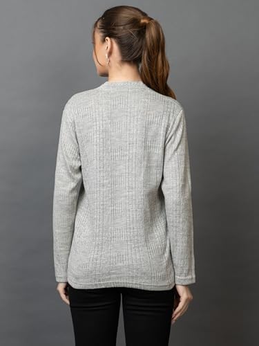 Image of Wear lusso Women's Woolen V-Neck Buttoned Full Sleeve Cardigan Self Design Soft Wool Fabric Winter Wear Pure Wool Sweater with Pockets Stylish Outdoor and Office Wear Girls