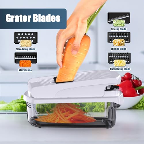 Vegetable Chopper - Mandoline Slicer, Onion Veggie Food Chopper with Container, Cucumber Potato Slicer, Salad Chopper Tool, 15 in 1 Kitchen Gadgets, Perfect for Cooking House Warming Gifts - Image 5