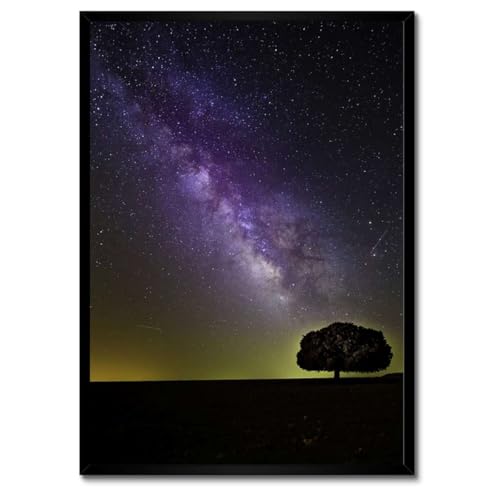 Nuit étoilée poster 50x70 cadre blanc décoration murale moderne tableau H10364Z