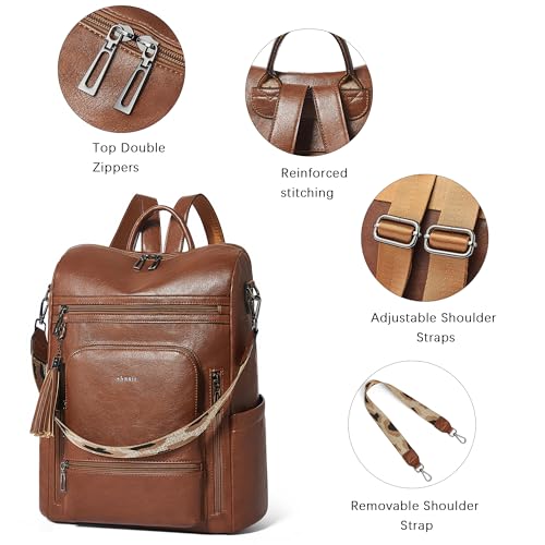 Image of Shrrie Vegan Leather Laptop Backpack for Women 15.6 inch Work Backpack Fashion Travel Backpack Purse for Business College