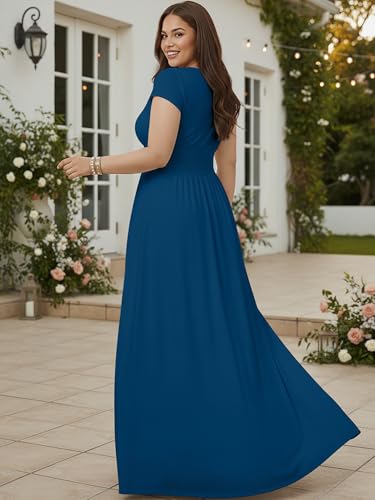 Image of KOH KOH Womens 2026 Sexy Cap Short Sleeve V-Neck Flowy Cocktail Gown