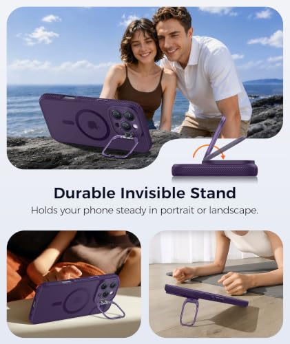 Image of FNTCASE for iPhone 16 Pro Case with Stash Stand for MagSafe Purple